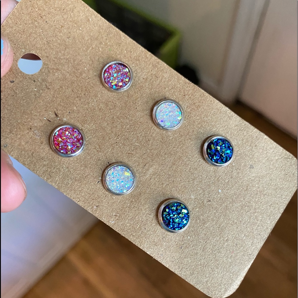 eW Faux Druzy Stud 4th of July Earrings